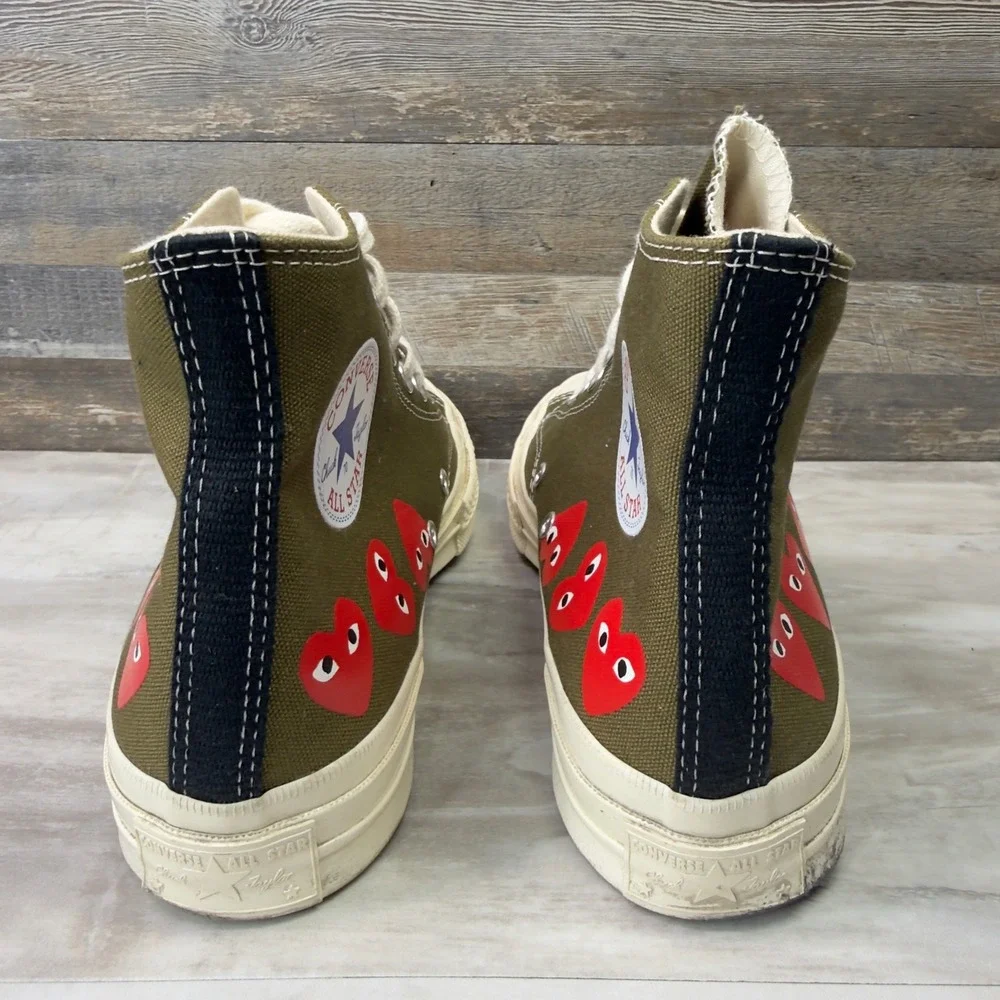 Converse Comme des Garcons PLAY Chuck 70 High Top Olive Green Size Mens 8 W 10 - Picture 6 of 11